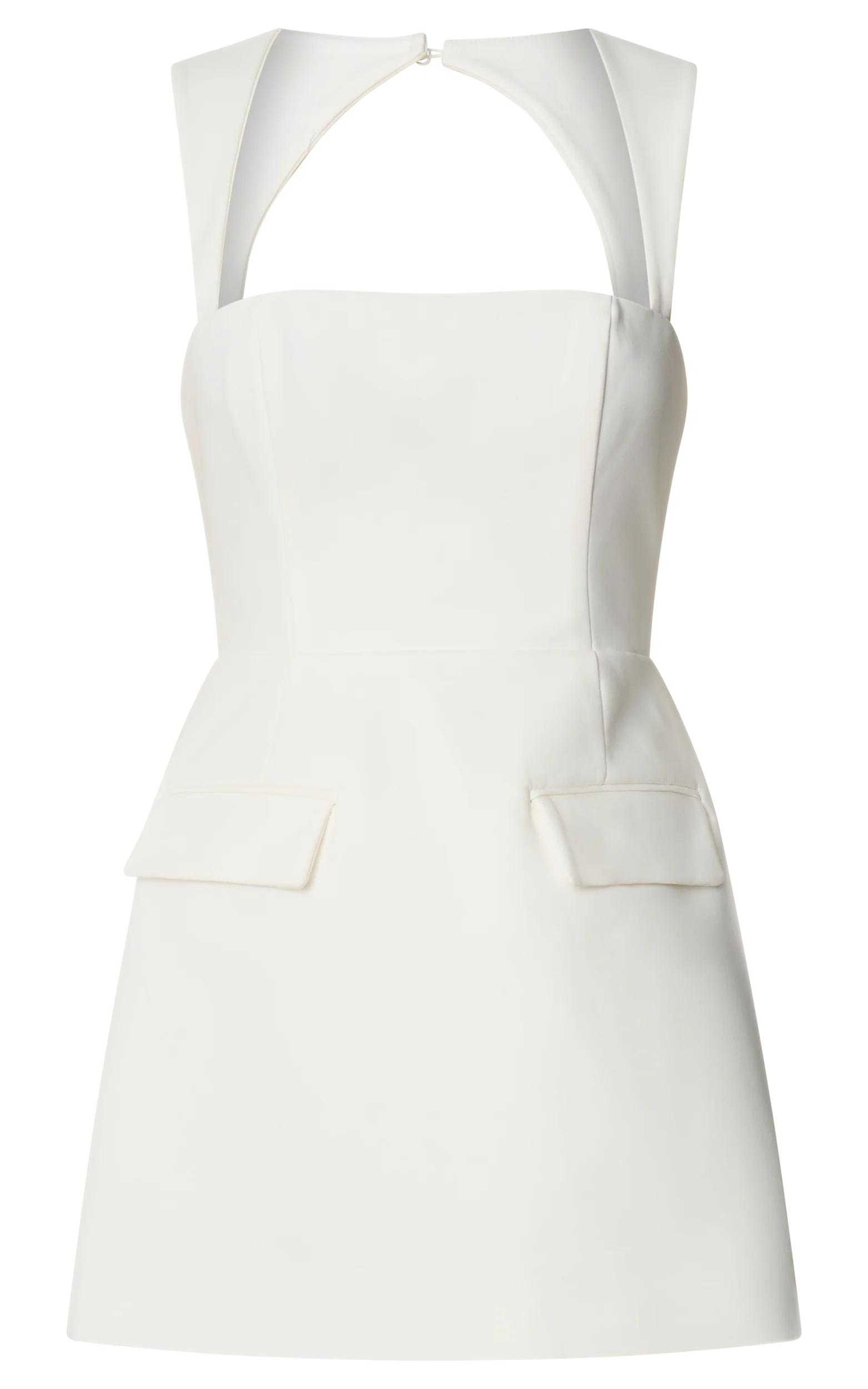Garrett Mini Dress - Square Neck Fit And Flare Dress in White