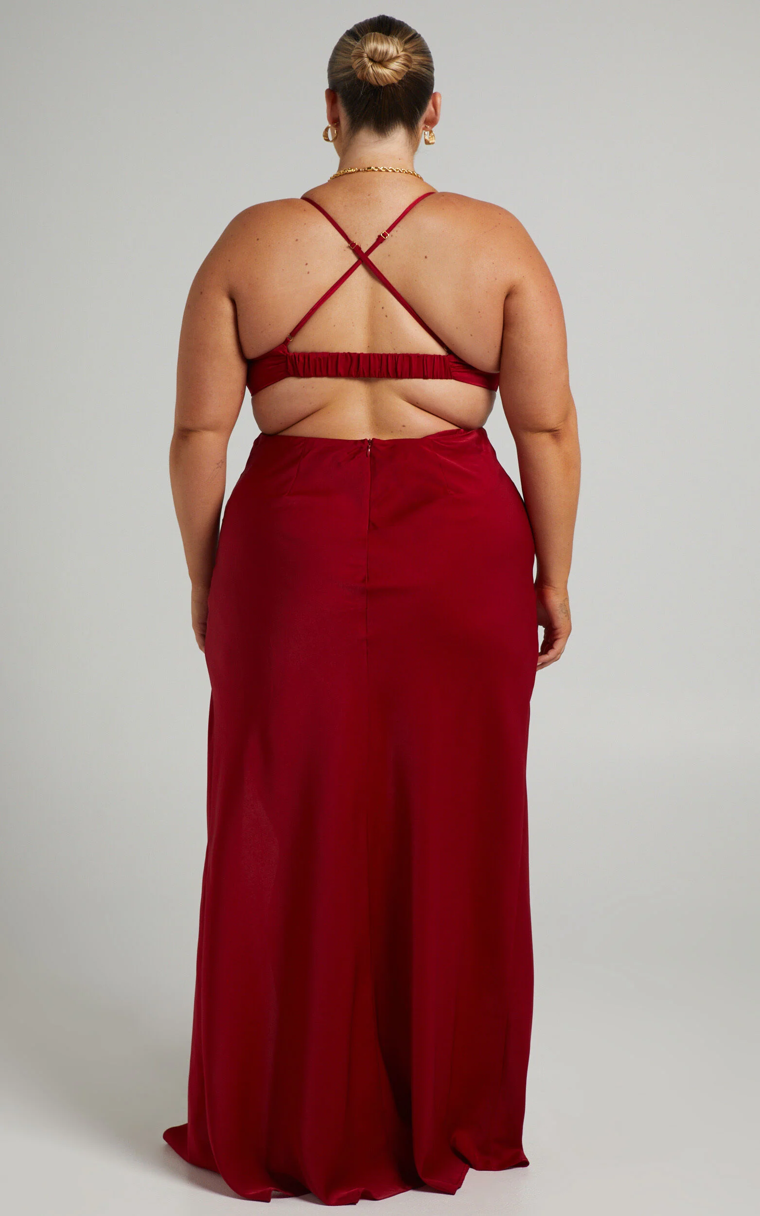 Sophie Maxi Dress - Cowl Neck Cross Back Dress in Red
