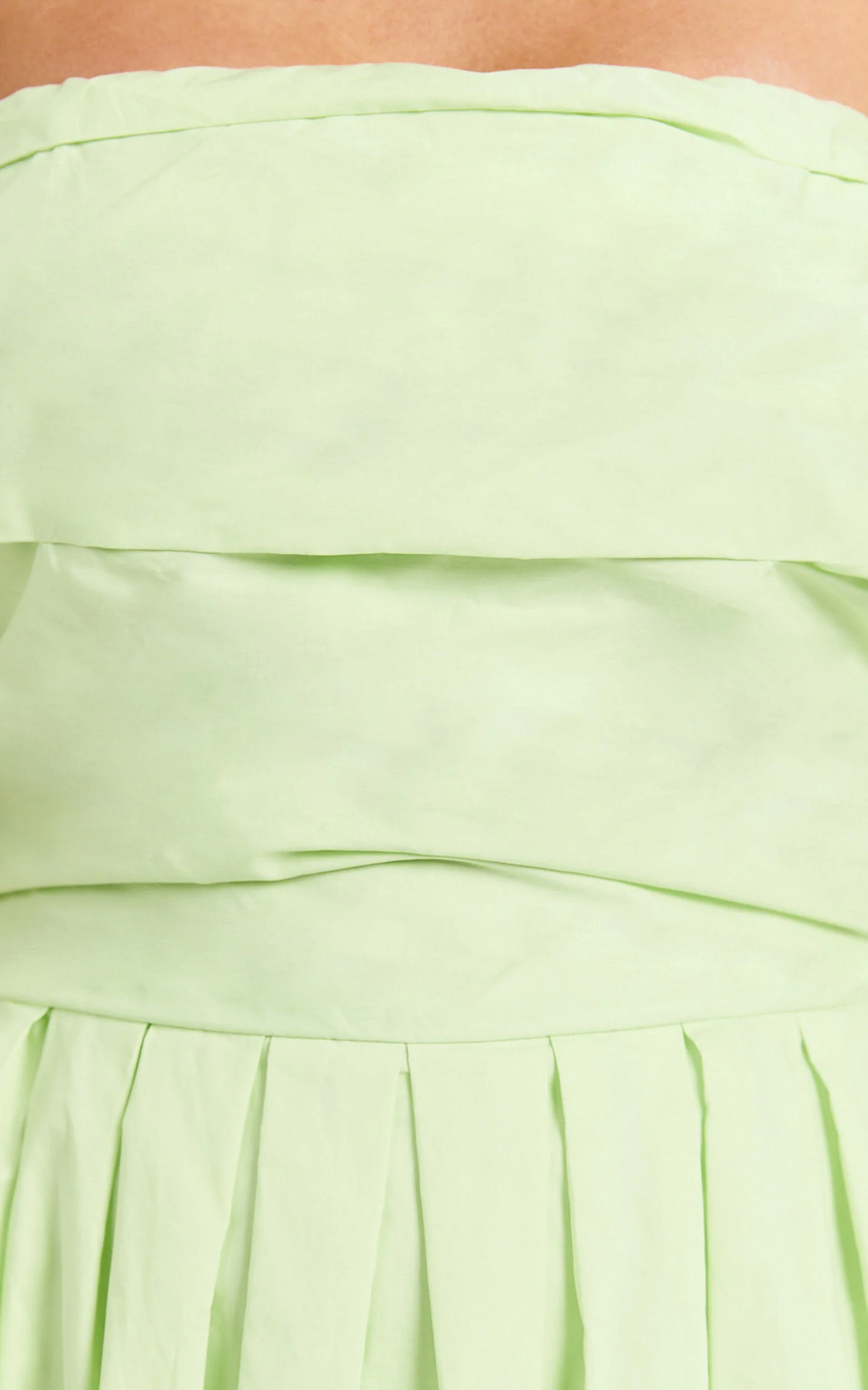 Annie Midi Dress - Off The Shoulder Ruffle Sleeve Pleated Dress in Lime