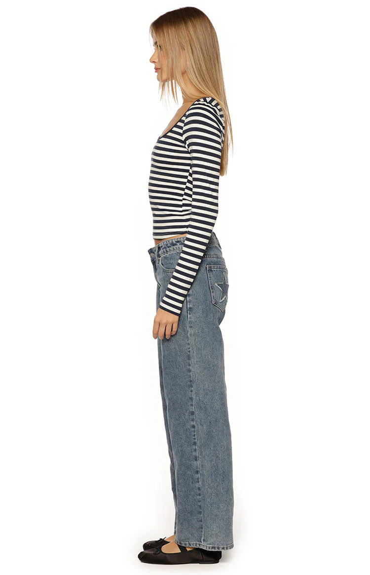 Ronney Navy Stripe Long Sleeve Top