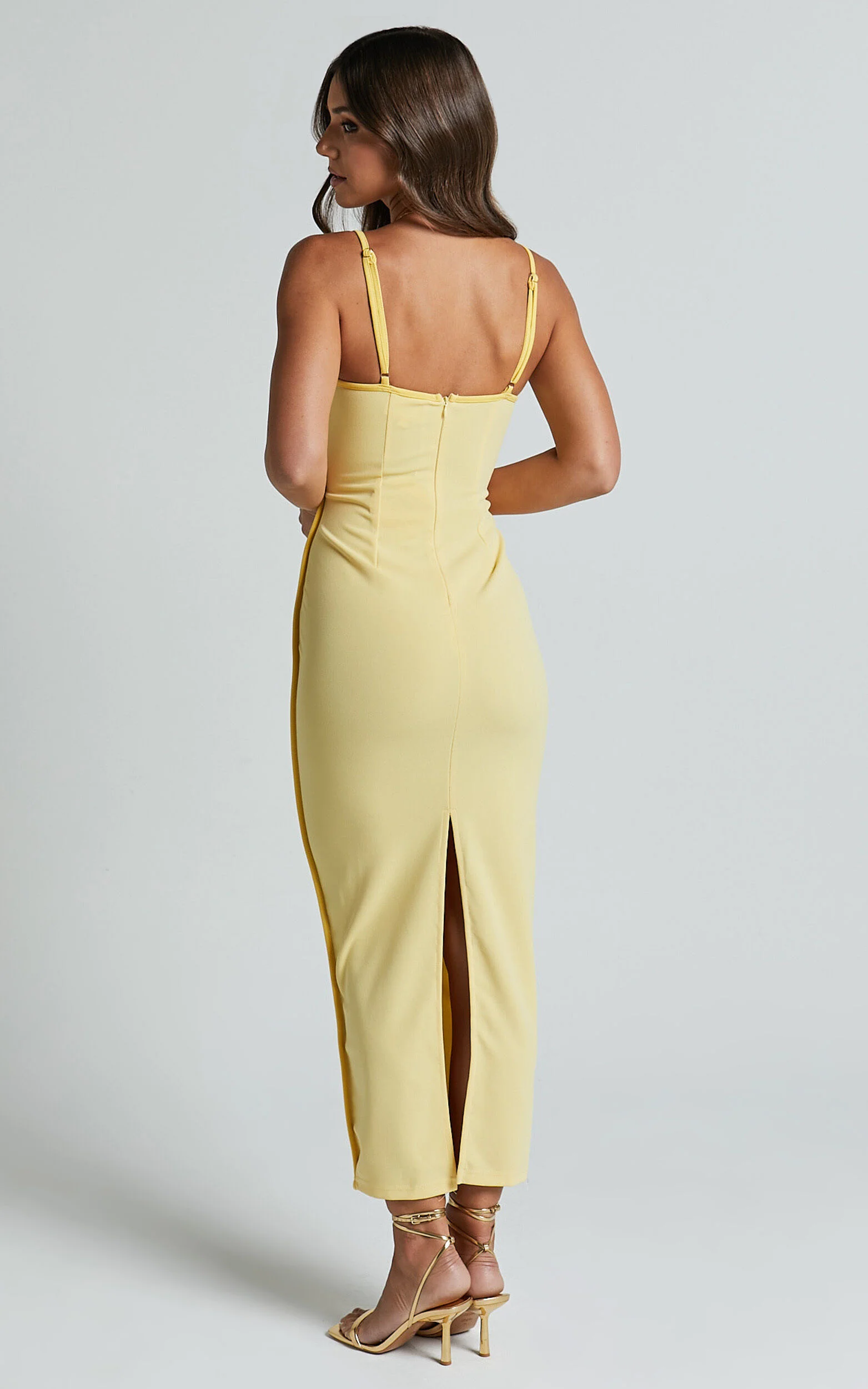 Abegaille Midi Dress - Bodycon Dress in Lemon