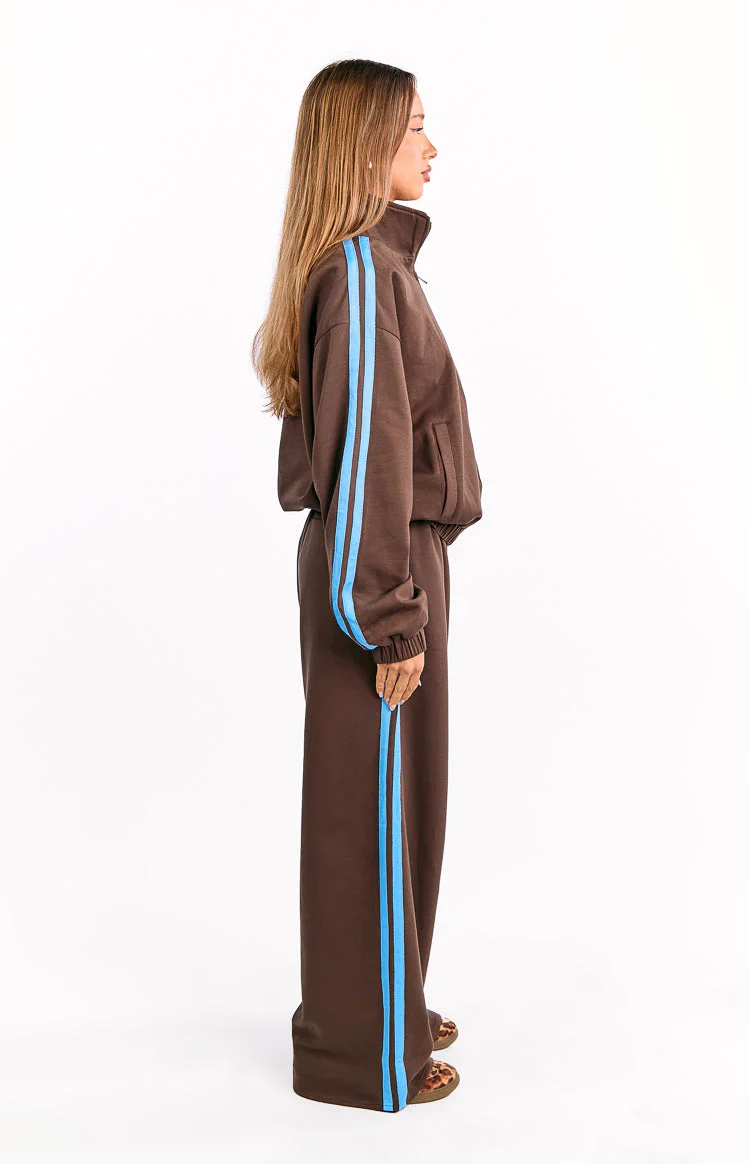 Kosie Chocolate And Blue Stripe Track Pants