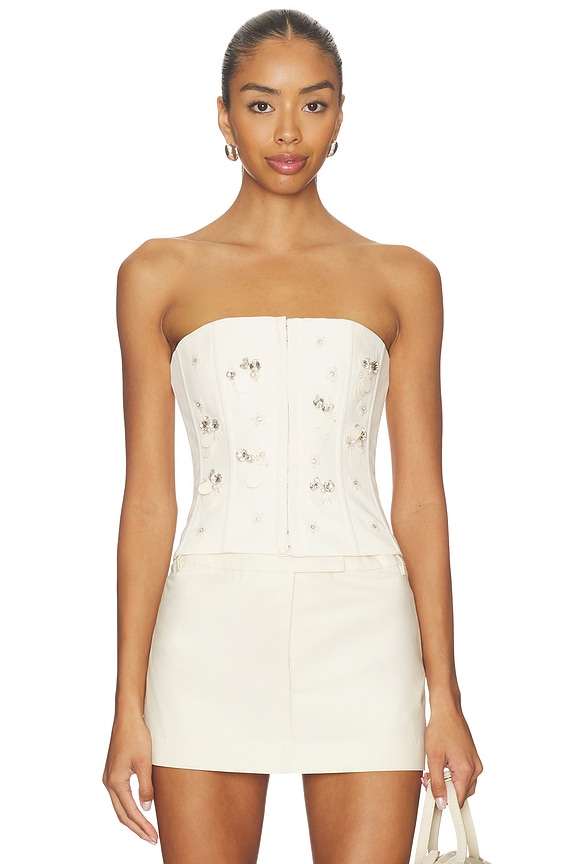 Embellished Twill Corset Top
