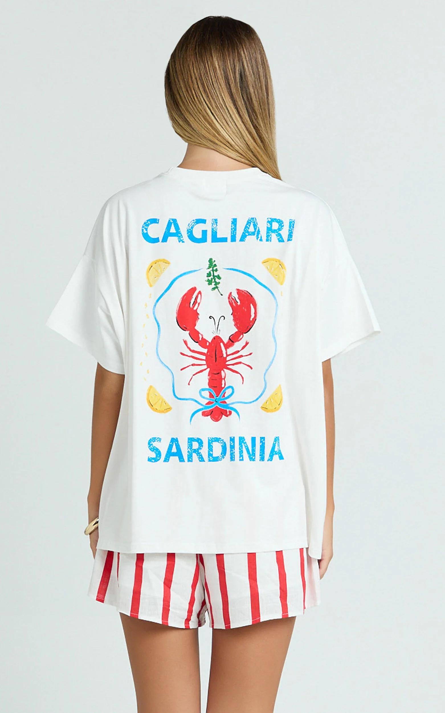 Hina Two Piece Set - Lobster T-Shirt Set in Red/White