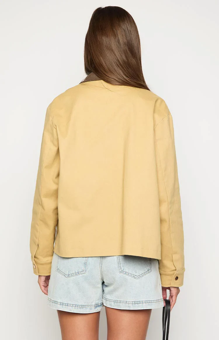 Jemma Cream Contrast Canvas Jacket