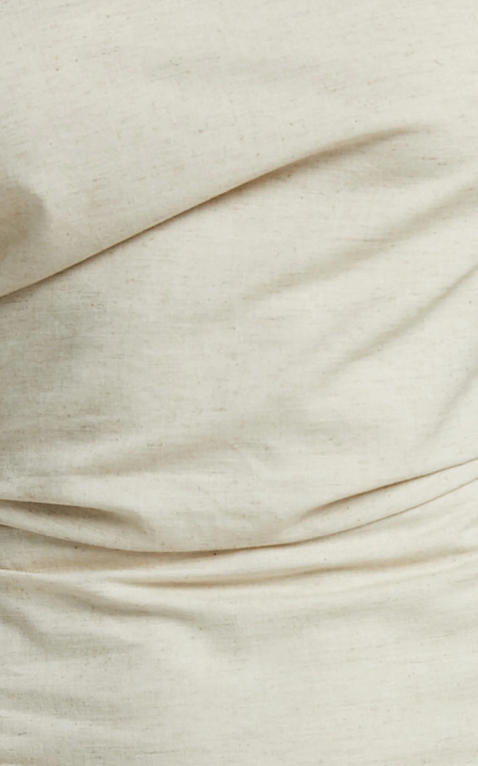 Cincinnati Midi Dress - Off The Shoulder Side Split Column Linen Dress in Beige