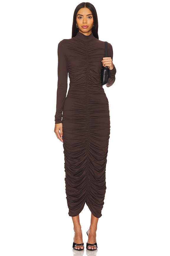 Mock Gathered Long Sleeve Dress