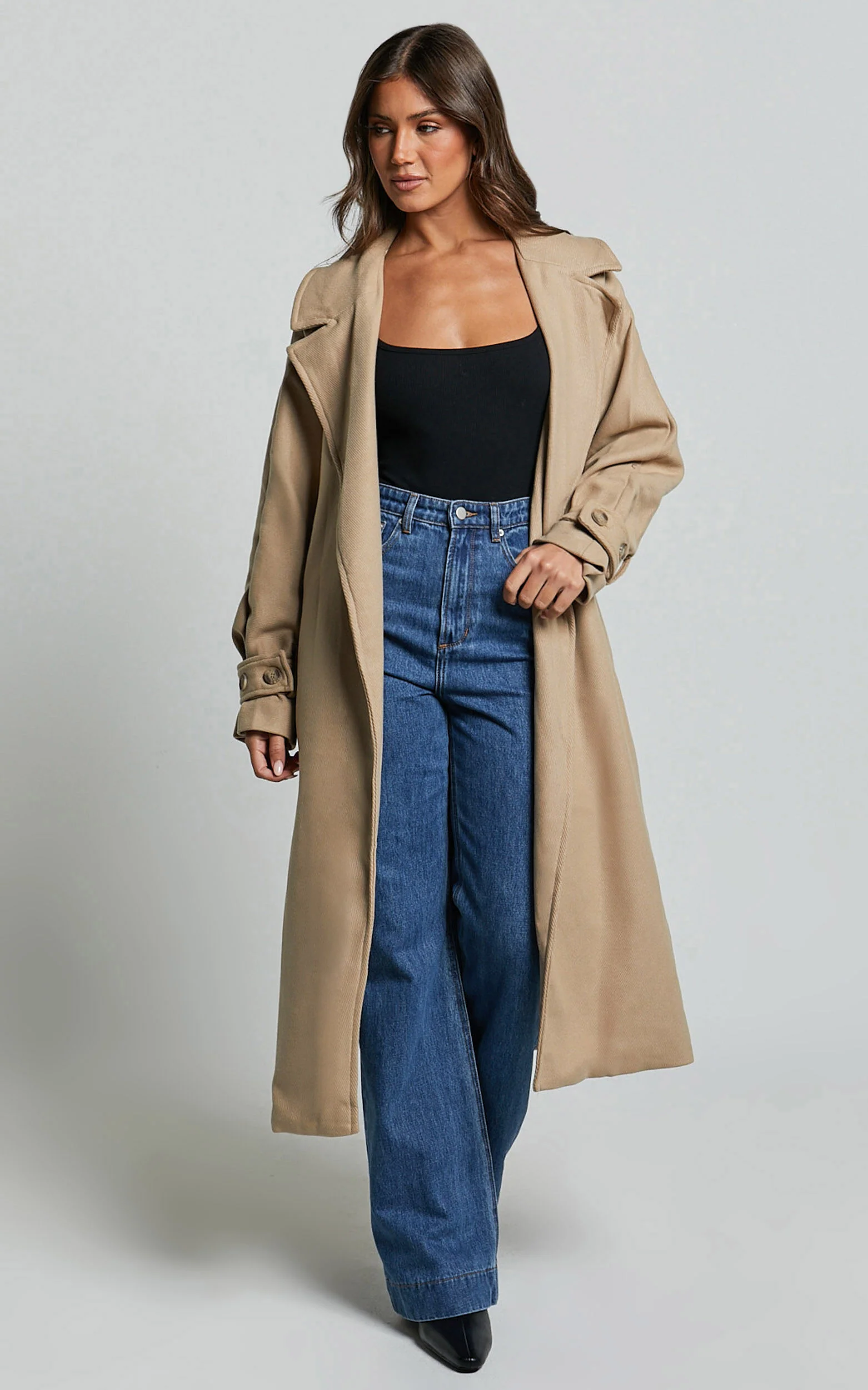 Mella Coat - Belted Longline Coat in Camel