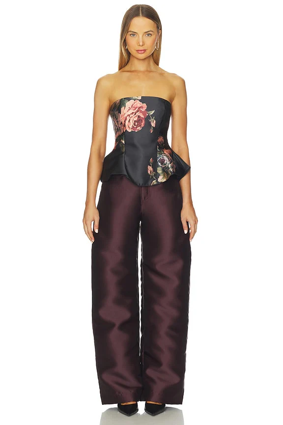 Flower Printed Strapless Top