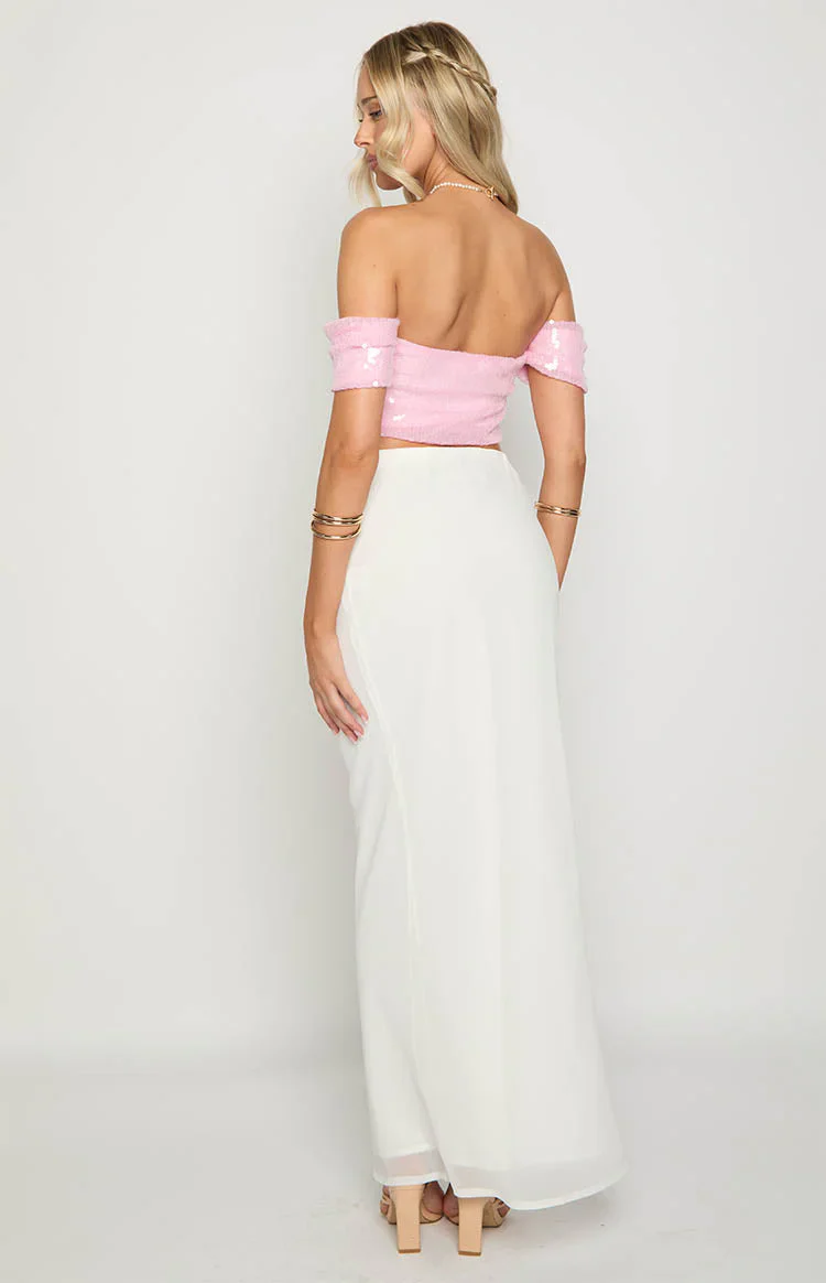 Klara Pink Sequin Crop Top