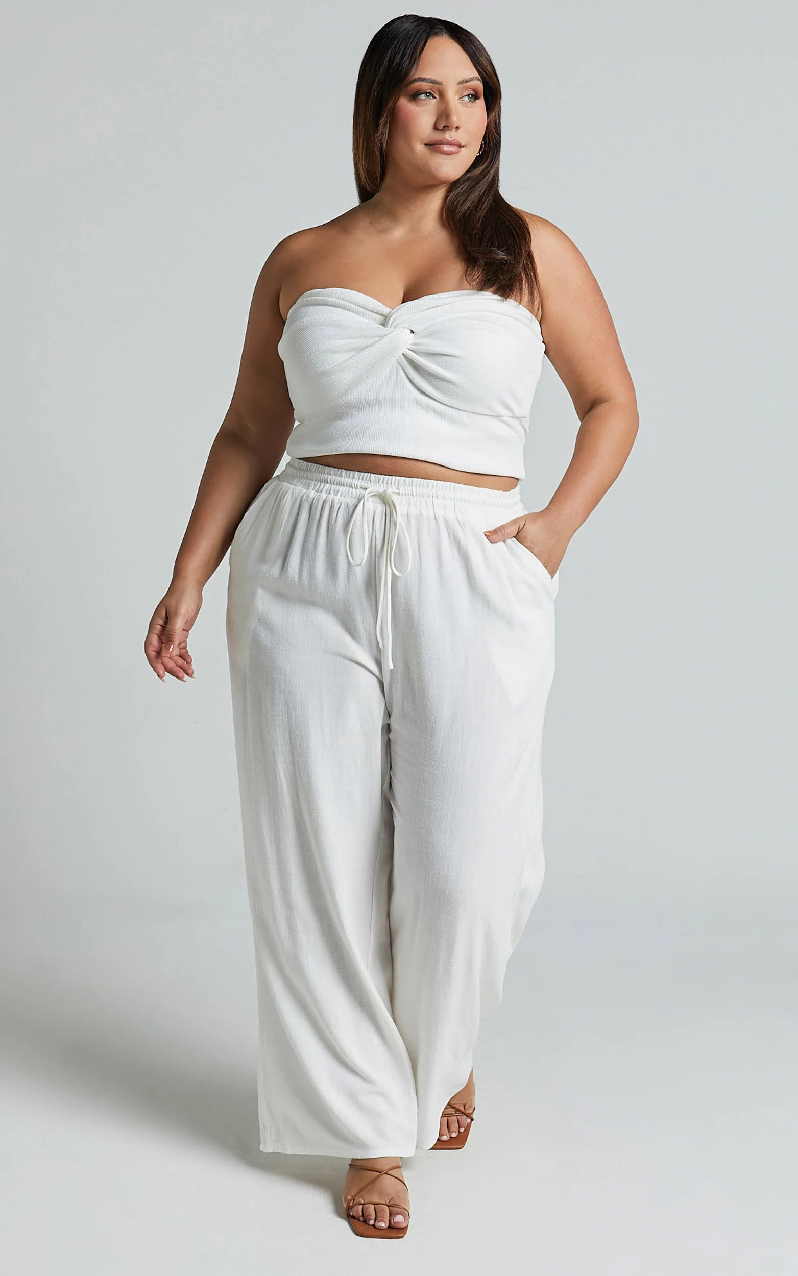 Kala Pants - Mid Waisted Relaxed Elastic Waist Pants in White