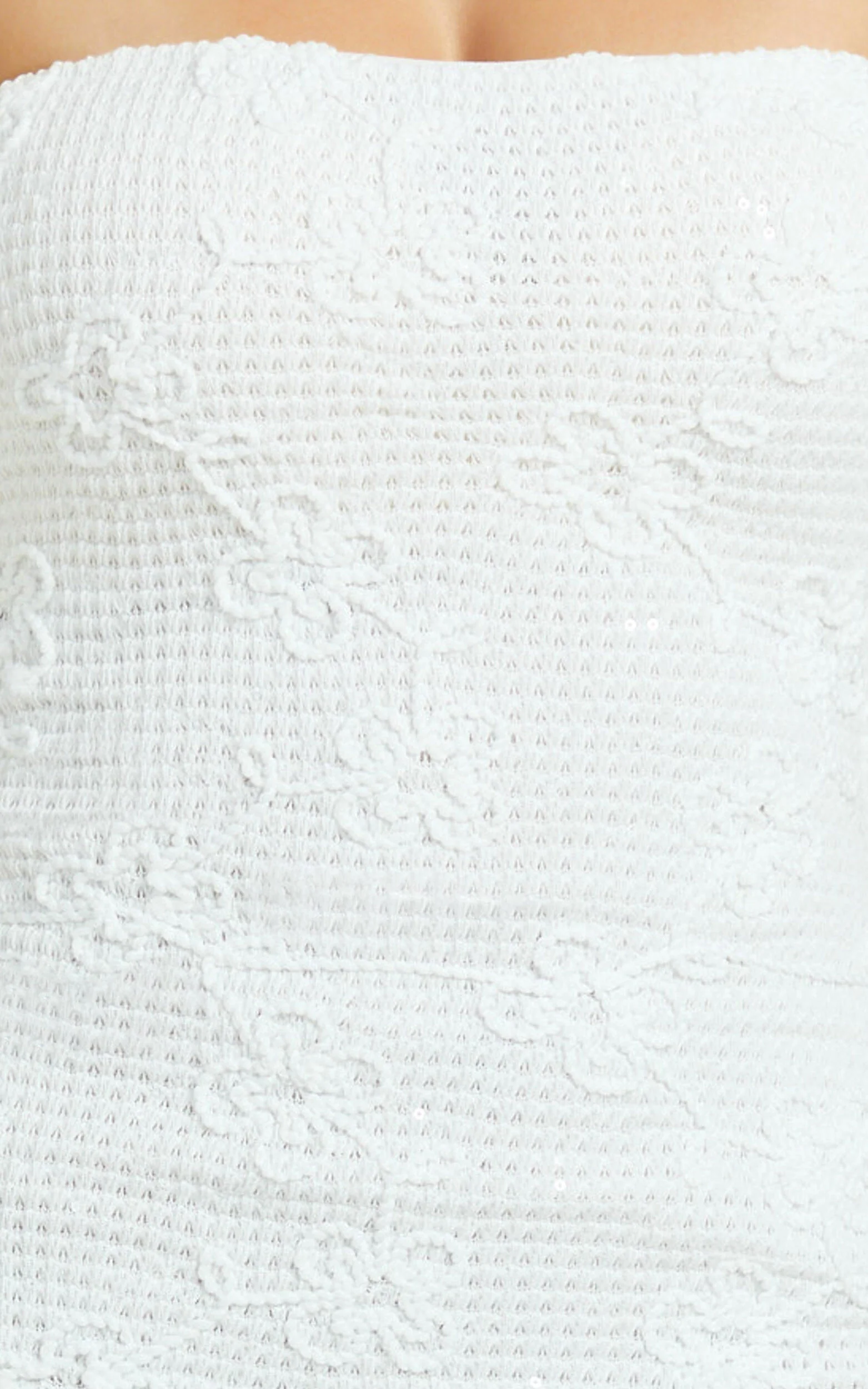 Jamil Midi Dress - Strapless Fitted Jersey Dress in White