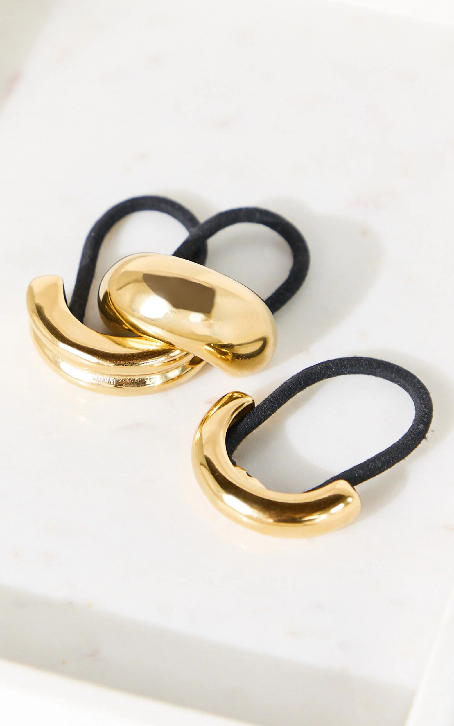 Simona Hair Tie - Chunky Metal Hair Tie Three Pack in Gold