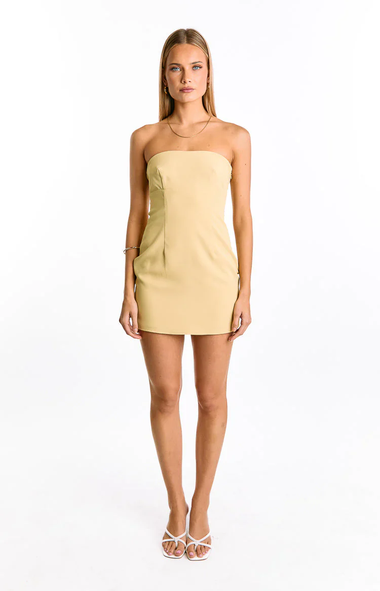Oliva Butter Yellow Strapless Mini Dress