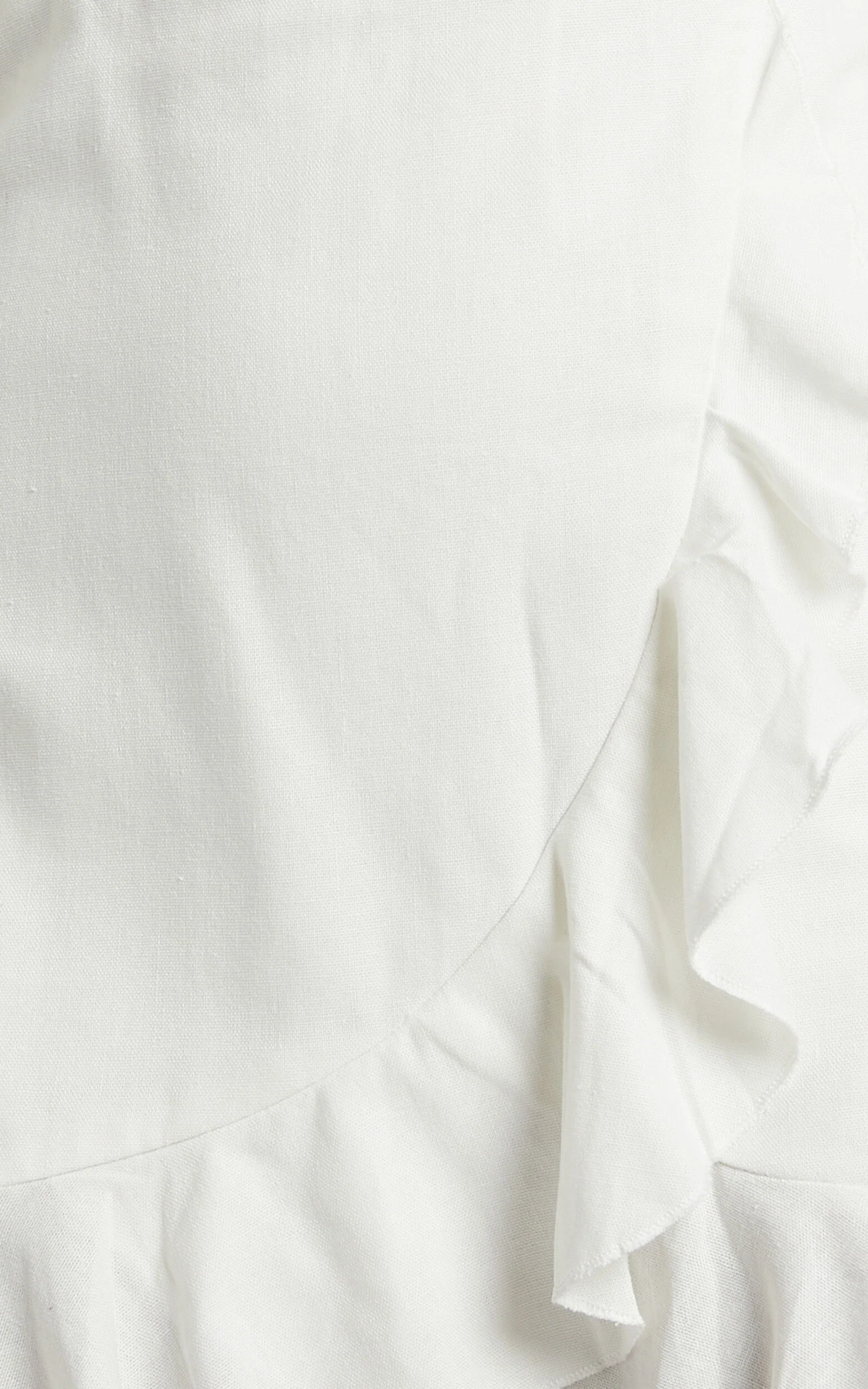 Cant Move On Off Shoulder Mini Linen Dress in White Linen Look