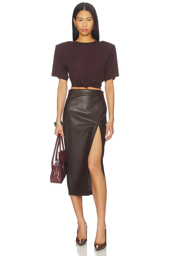Faux Leather Slit Skirt