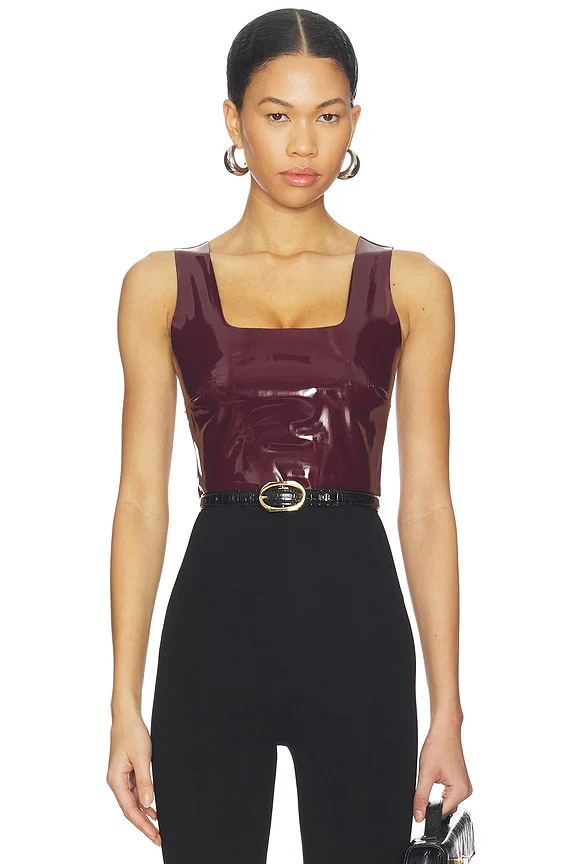 Faux Patent Leather Crop Top