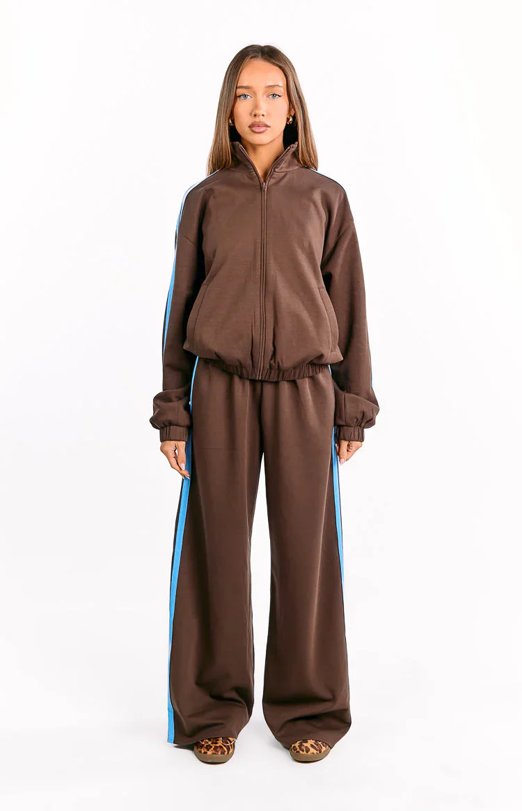 Kosie Chocolate And Blue Stripe Track Pants