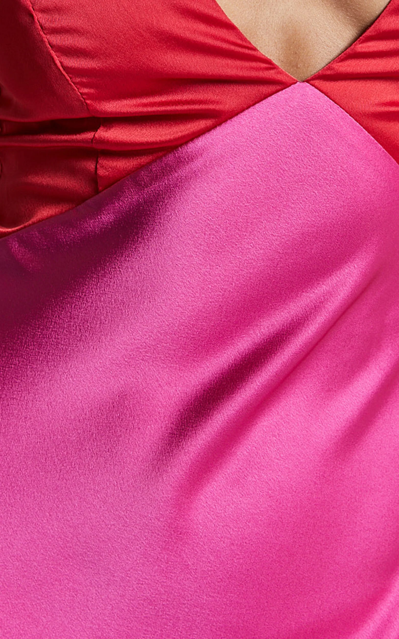 Quincy Maxi Dress - Satin Slip Dress in Pink/Red