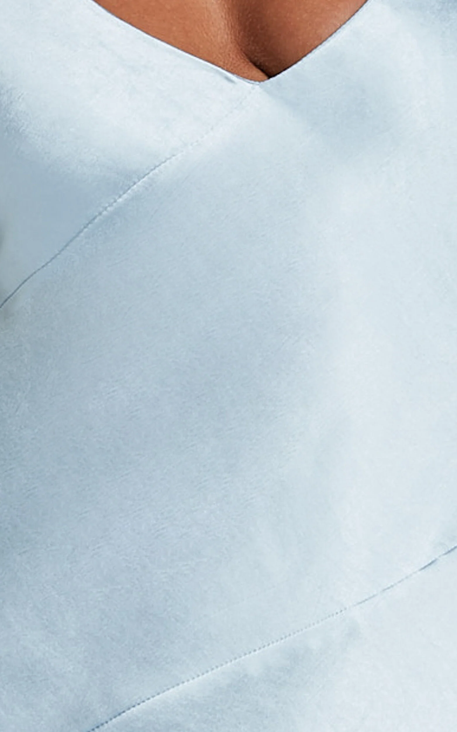 Ylona Maxi Dress - Asymmetric Draped Bias Cut Satin Slip Dress in Ice Blue