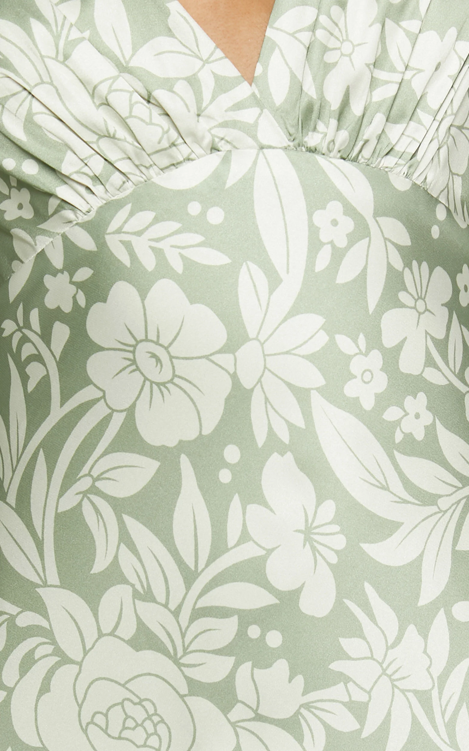 Freollyn Midi Dress - Deep V Neck Long Sleeve Dress in Sage