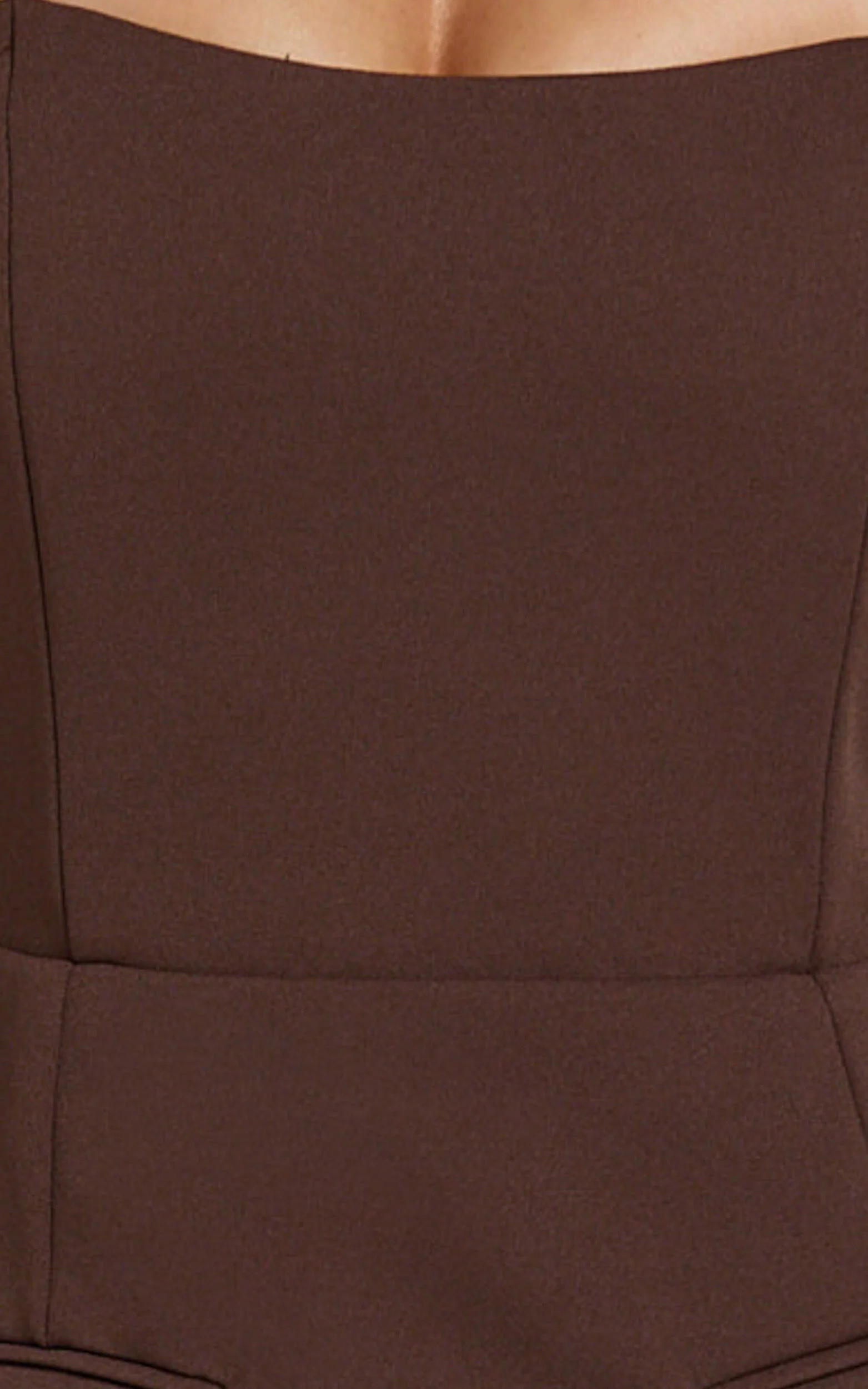 Nettie Mini Dress - Off Shoulder Longsleeve Fit and Flare Dress in Chocolate