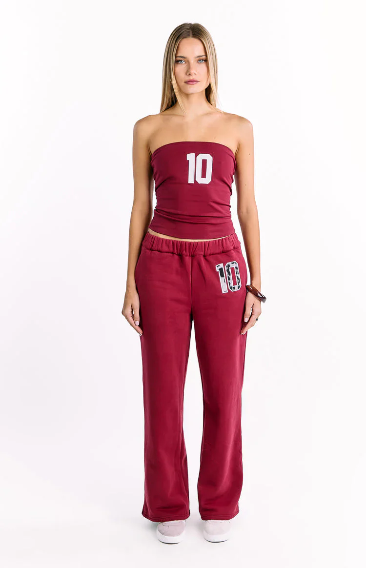 Dania Burgundy Leopard Star Track Pants