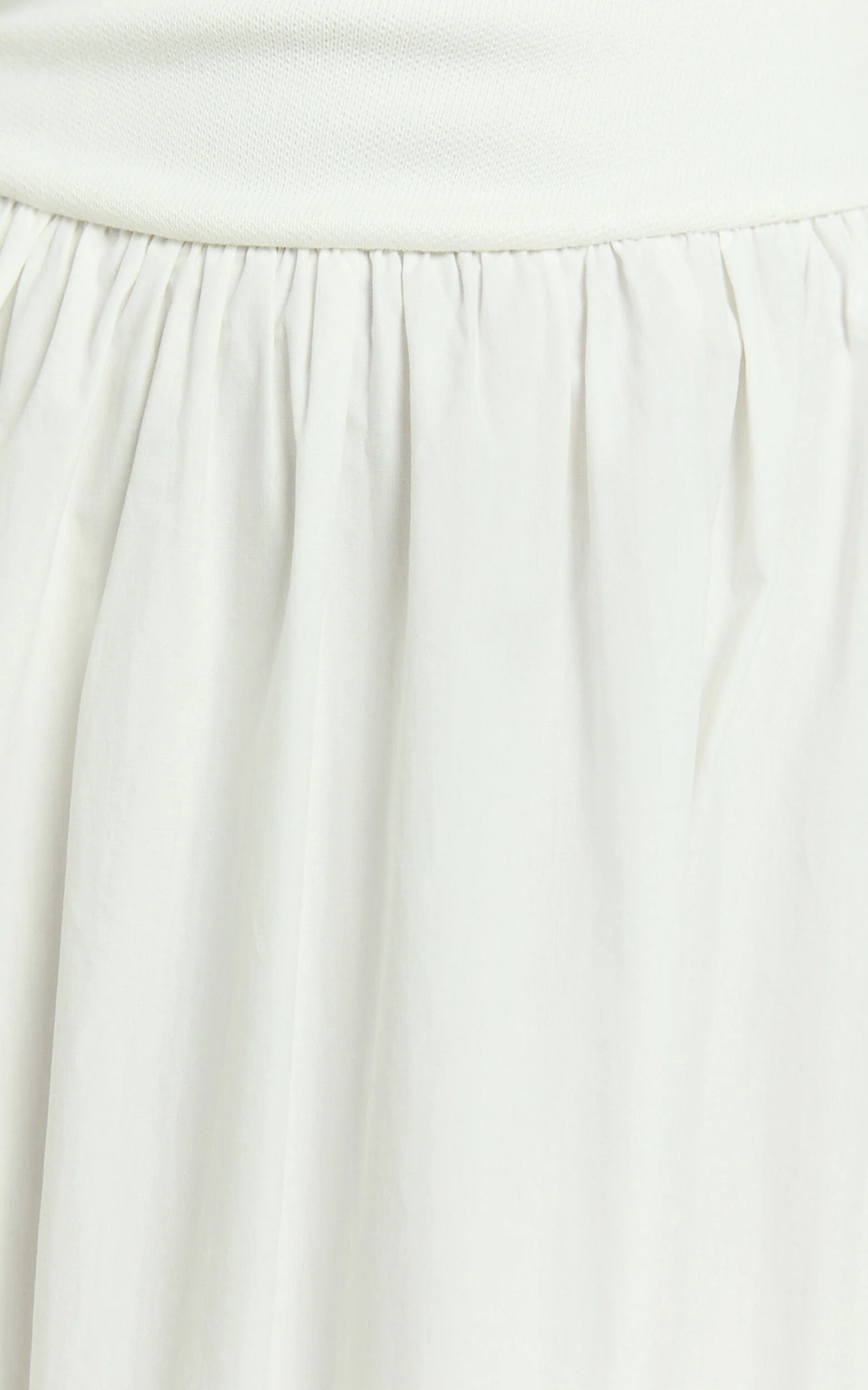 Murphy Midi Dress - Scoop Neck Straight Drop Waist Gathered Skirt Knit And Poplin Dress in White