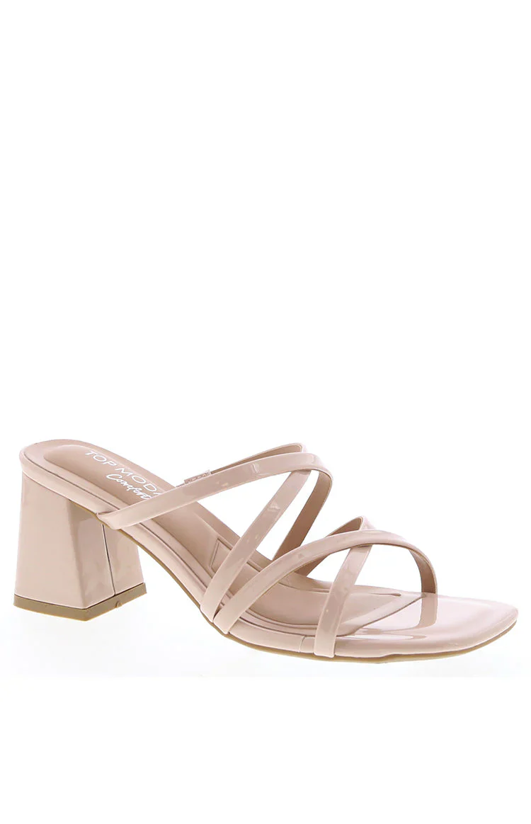 Poppi Nude Strappy Block Heels