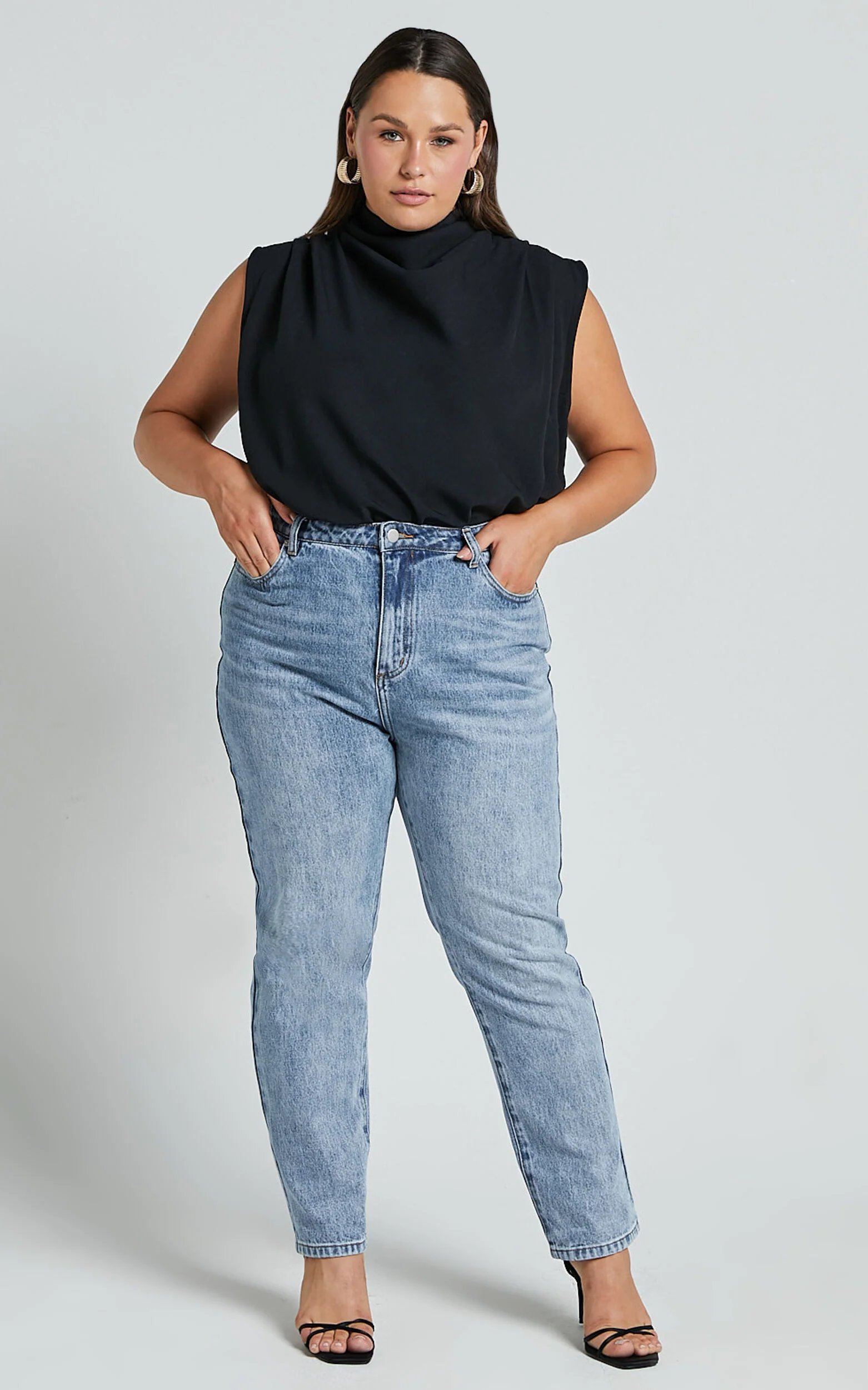 Billie Jeans - High Waisted Recycled Cotton Mom Denim Jeans in Mid Blue Wash