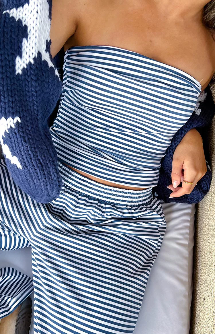 Daisy Navy Stripe Tube Top