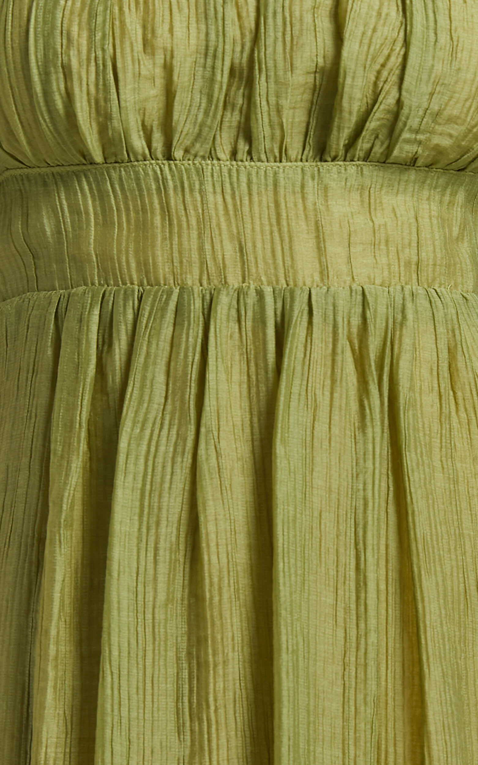 Roshina Midi Dress - Straight Neck Puff Sleeve Dress in Olive