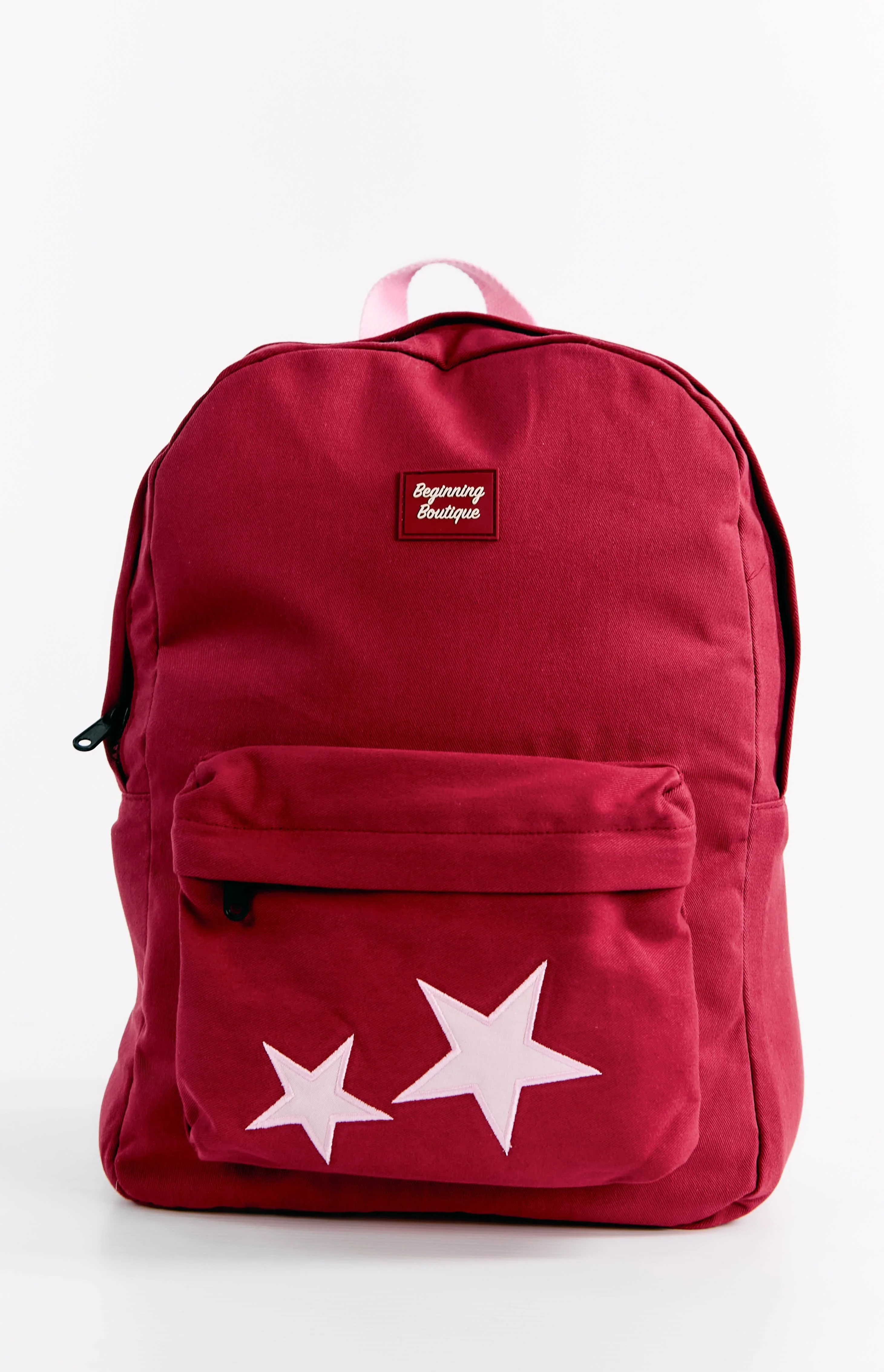 Pink Star Burgundy Backpack