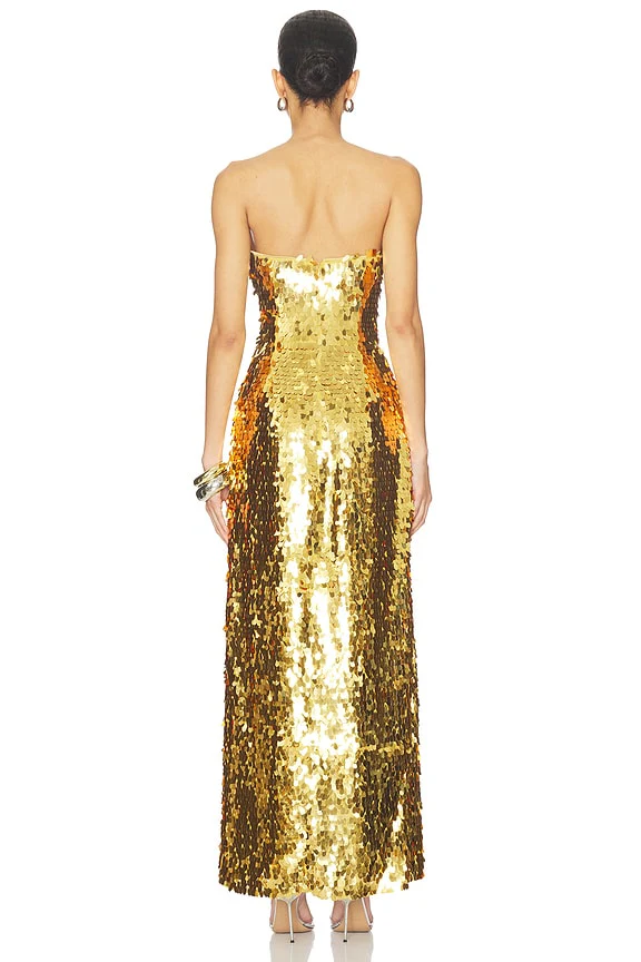 Sculpty Strapless Sequin Dress