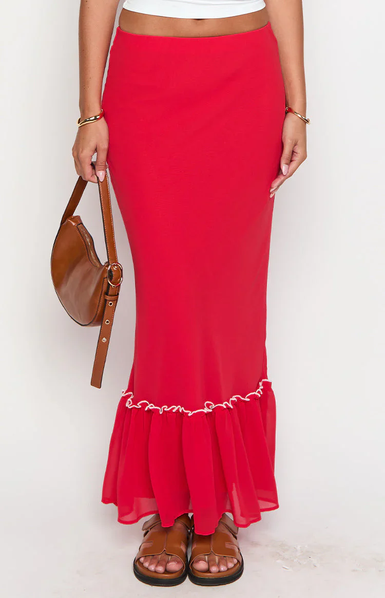 Wiatt Red Maxi Skirt