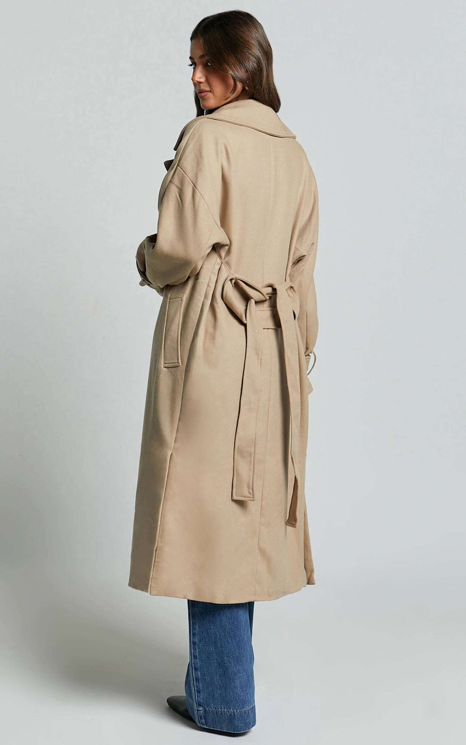 Mella Coat - Belted Longline Coat in Camel
