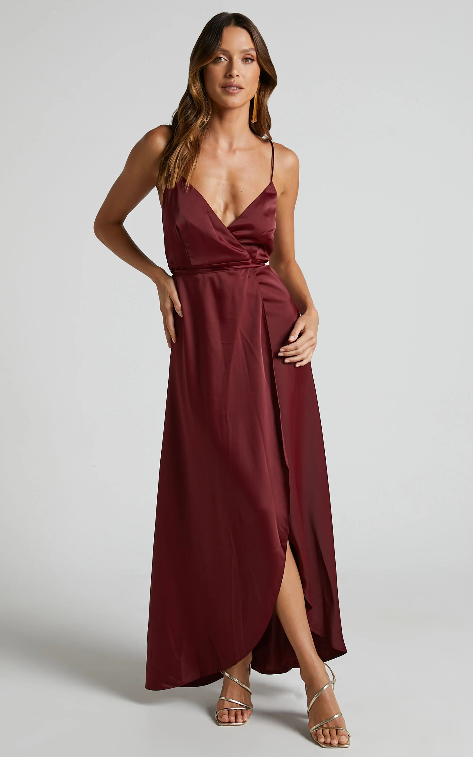 Mine Would Be You Midi Dress - Wrap Dress in Wine