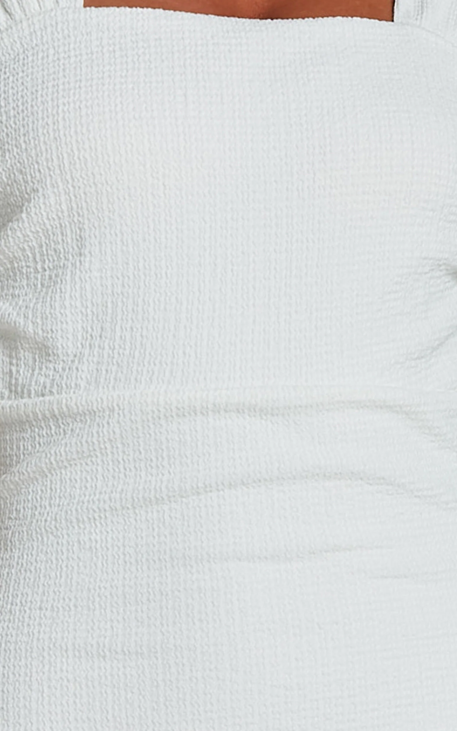 Tayla Midi Dress - Ruched Bust Bodycon Dress in White