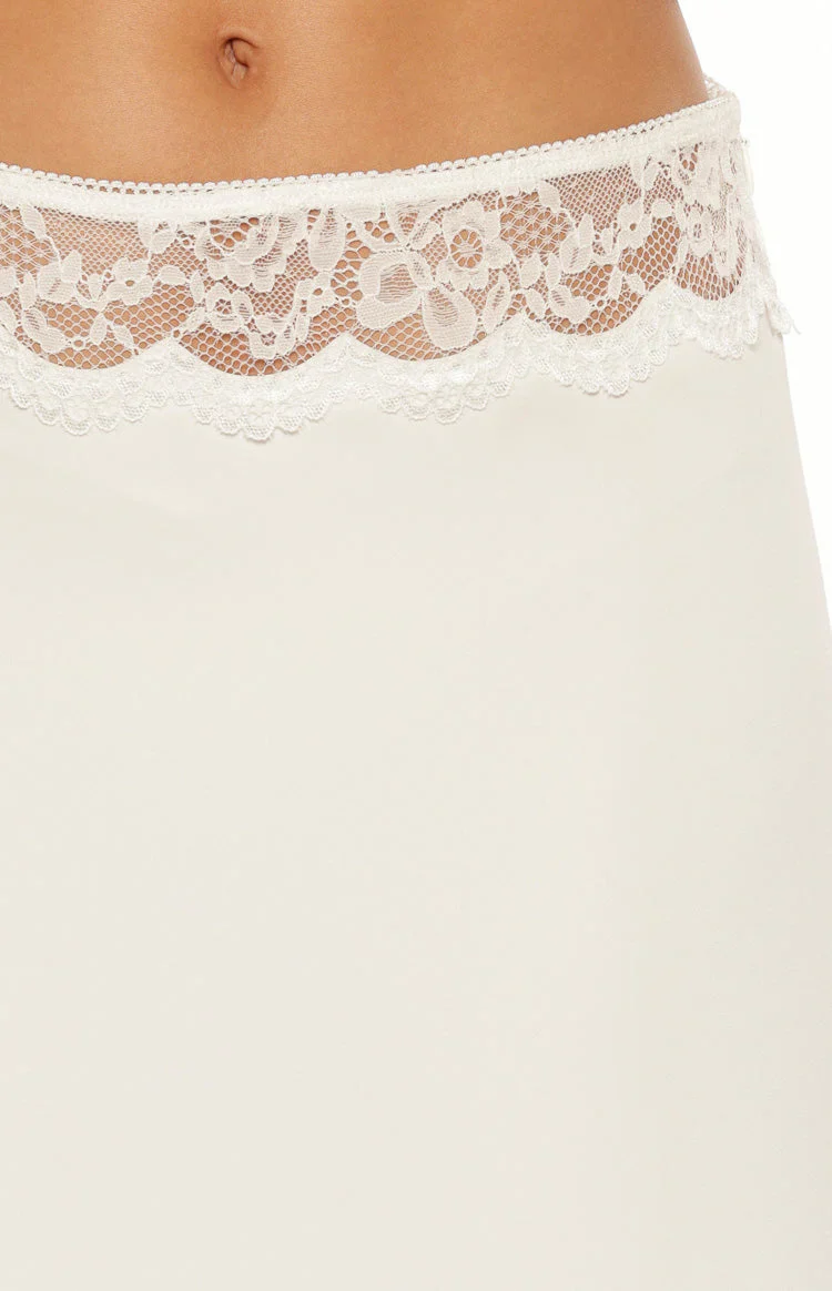Reighn White Lace Detail Midi Skirt