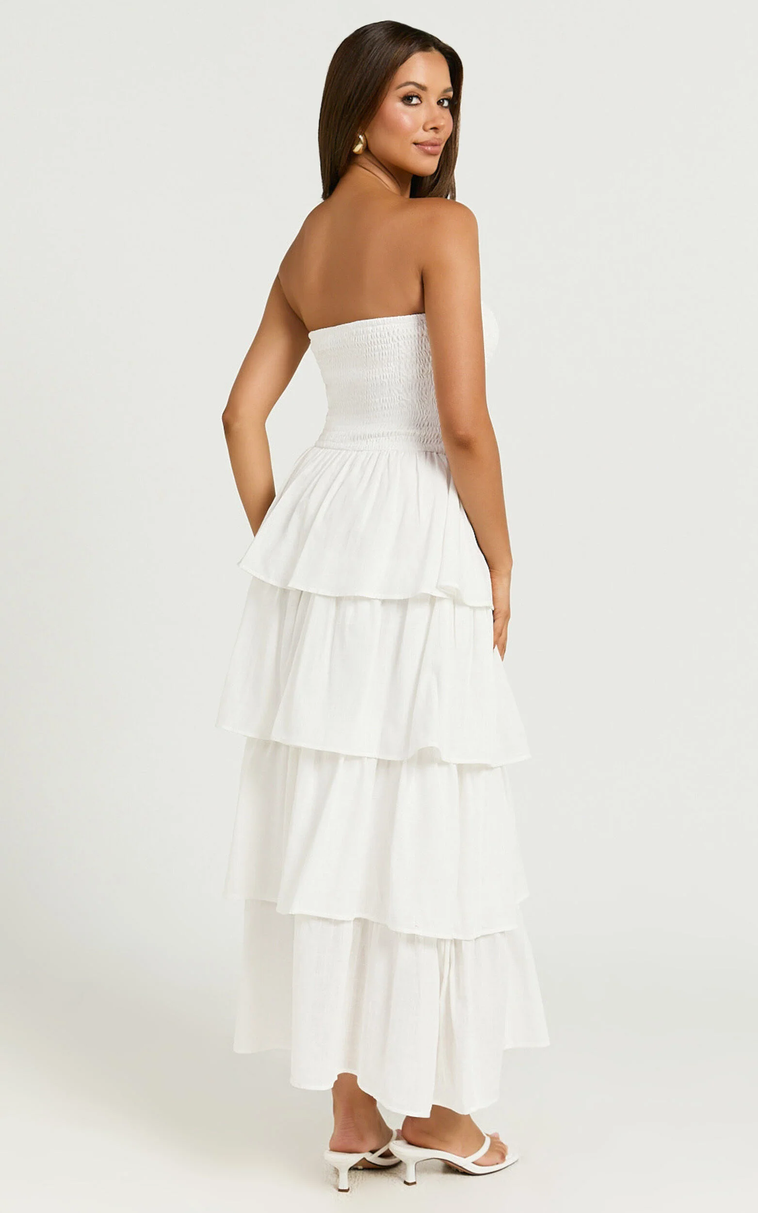 Sezane Maxi Dress - Strapless Tiered Dress in White