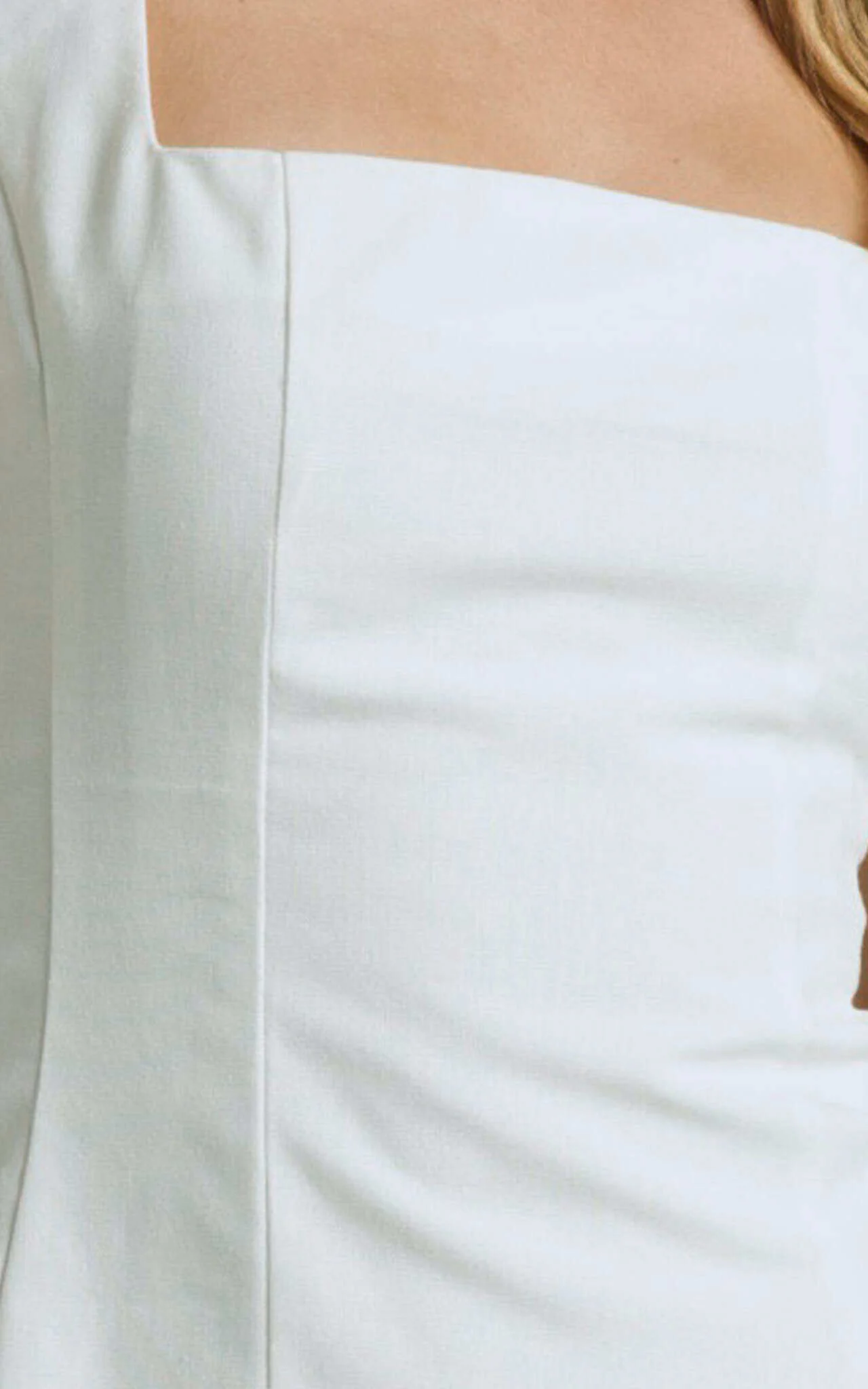 Adiana Mini Dress - Linen Square Neck Shirred Back A Line Dress in Off White