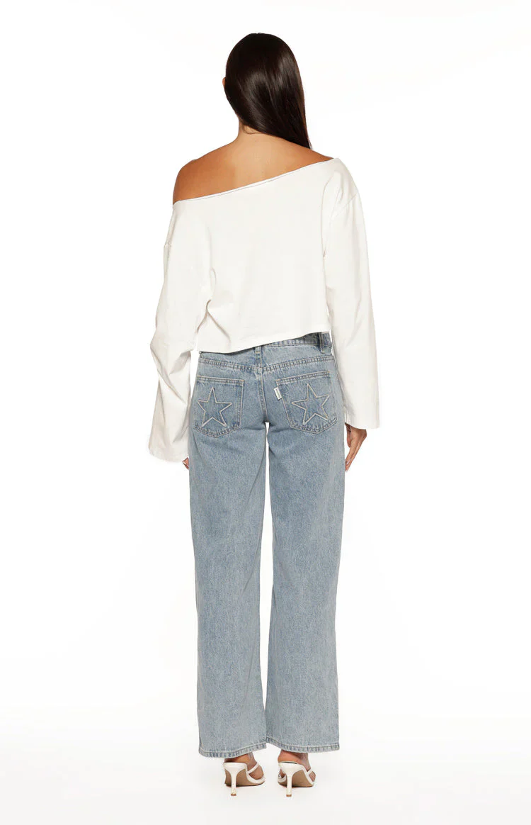 Phoenix White Off Shoulder Long Sleeve Top