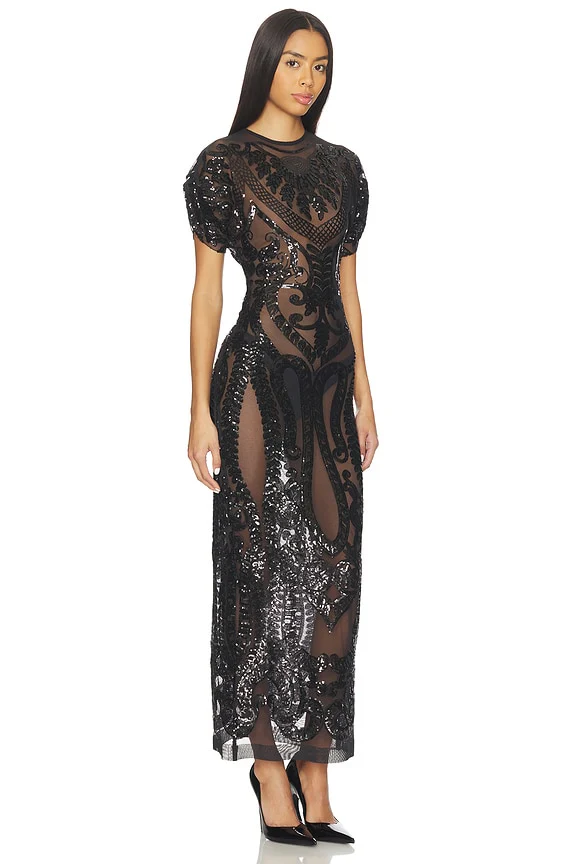 Cap Sleeve Long Dress