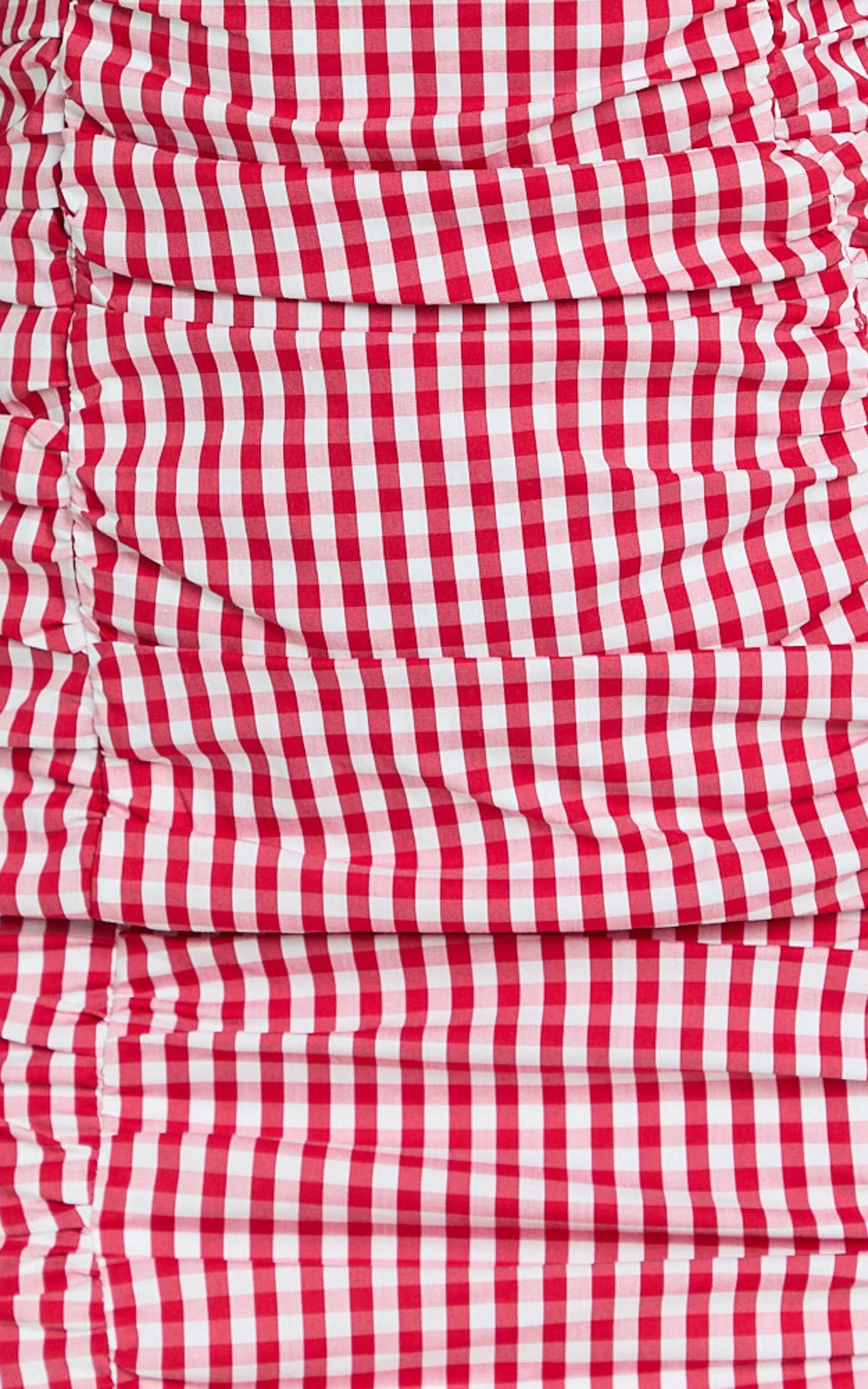 Becker Mini Dress - Strappy Bustier Ruched Bodycon Dress in Red Gingham
