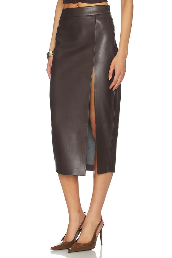 Faux Leather Slit Skirt