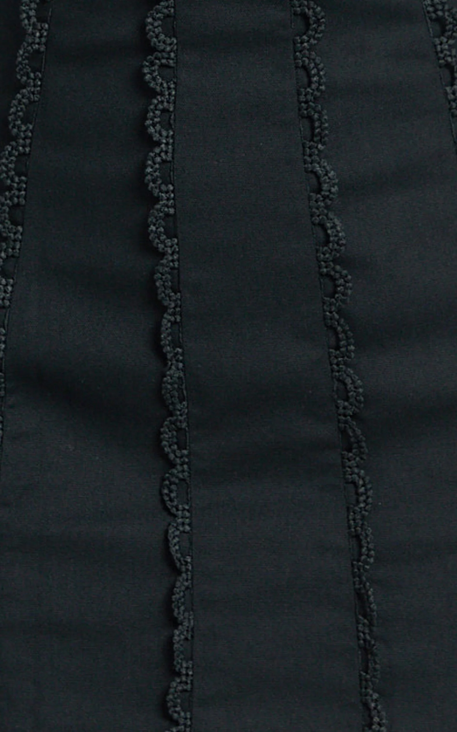 Laila Mini Linen Blend Dress - High Neck Side Cut Out Puff Sleeve Straight Dress in Black