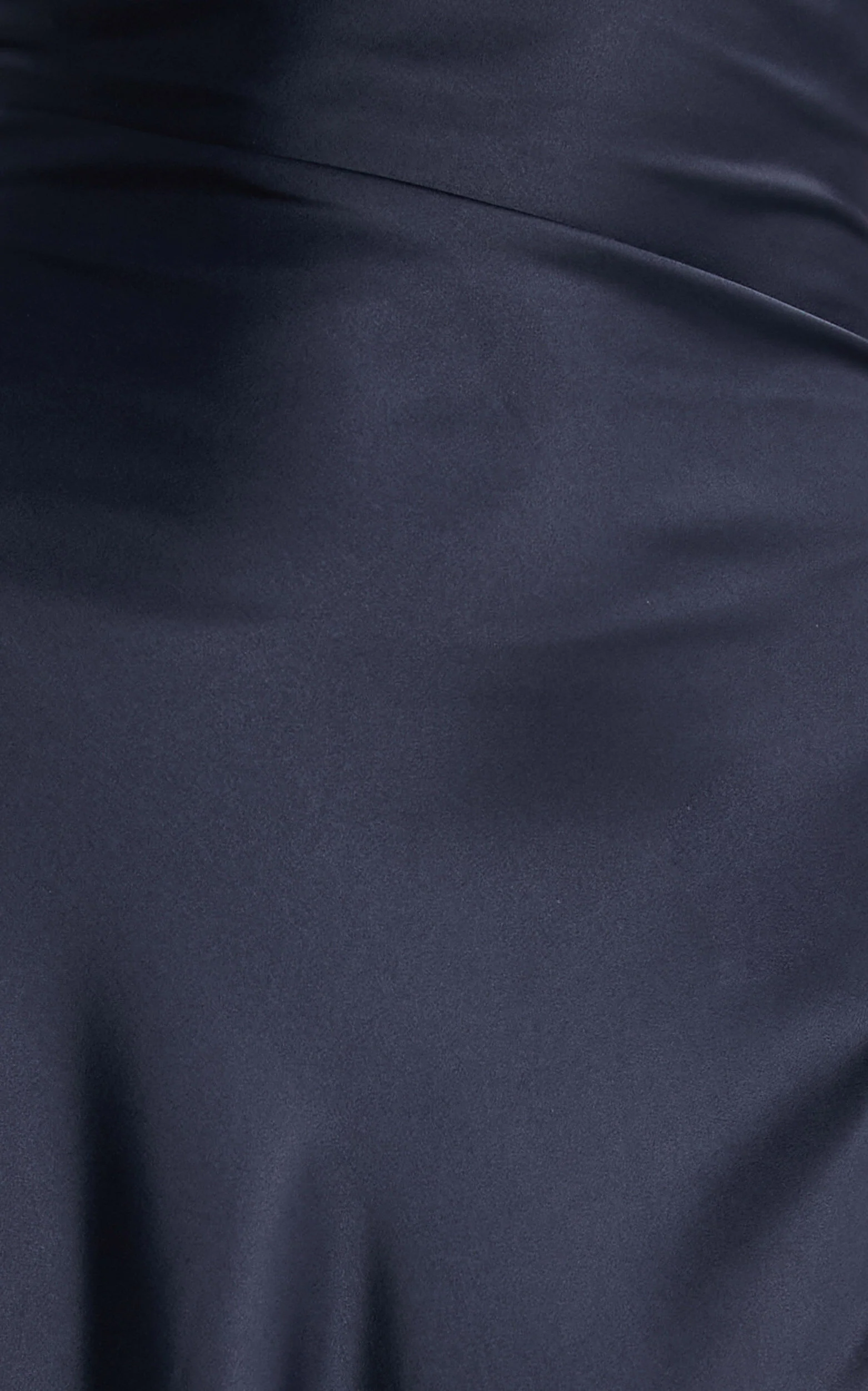 Cariela Midi Dress - Plunge Neck Satin Dress in Navy