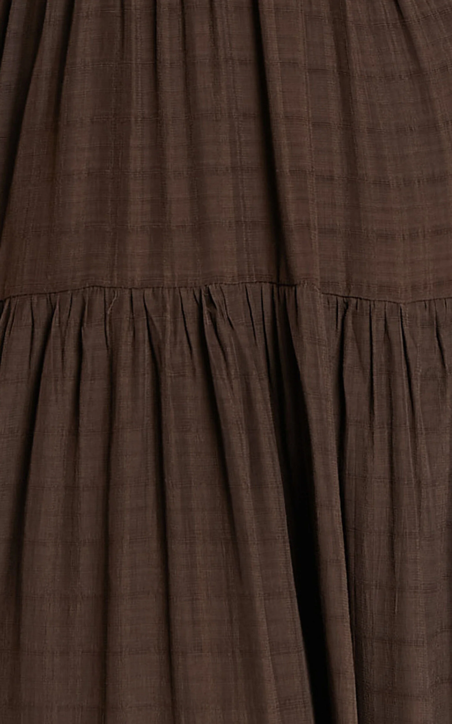 Cryzel Midi Dress - Flutter Sleeve Tiered Dress in Chocolate