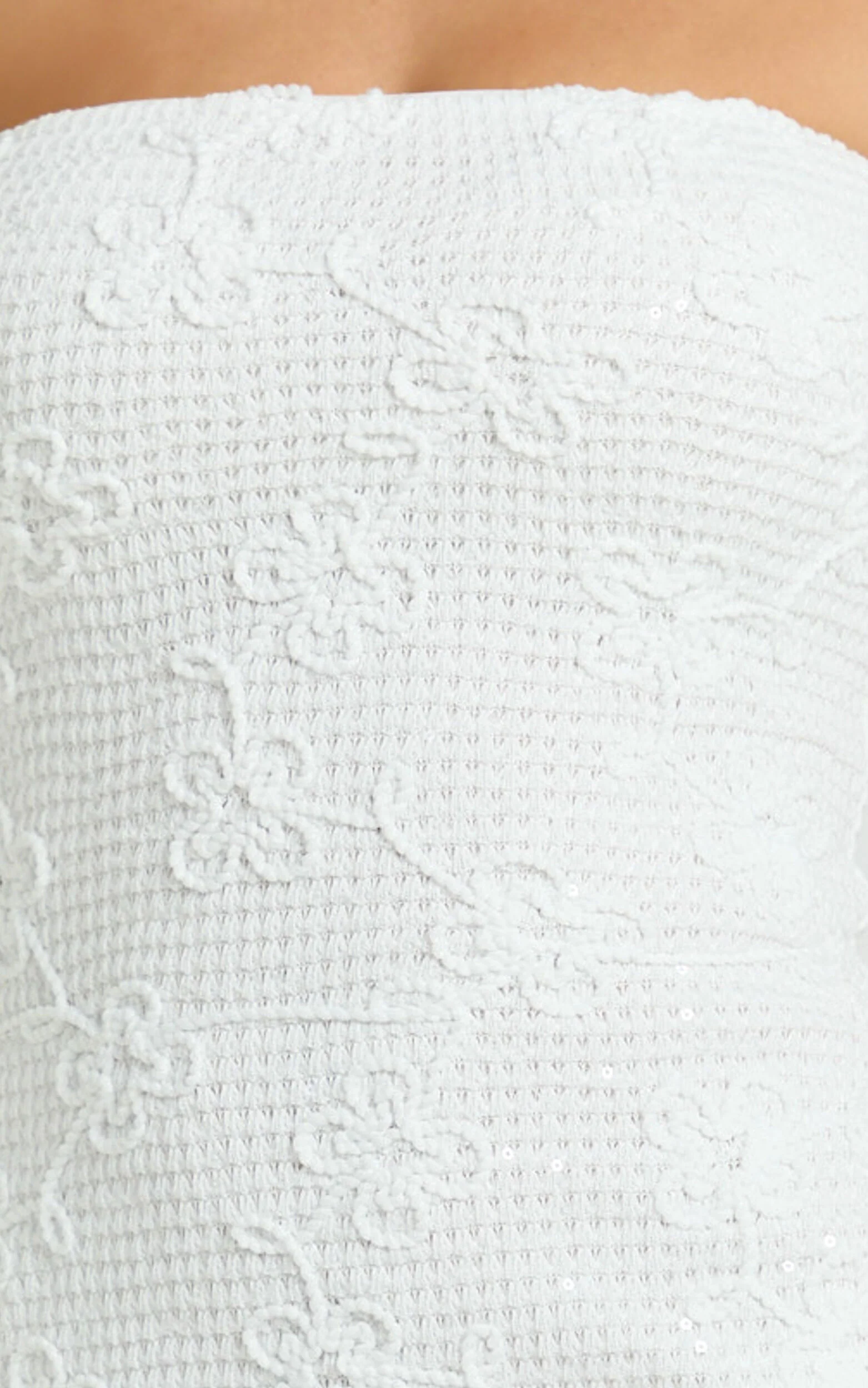 Inka Mini Dress - Strapless Fitted Jersey Dress in White