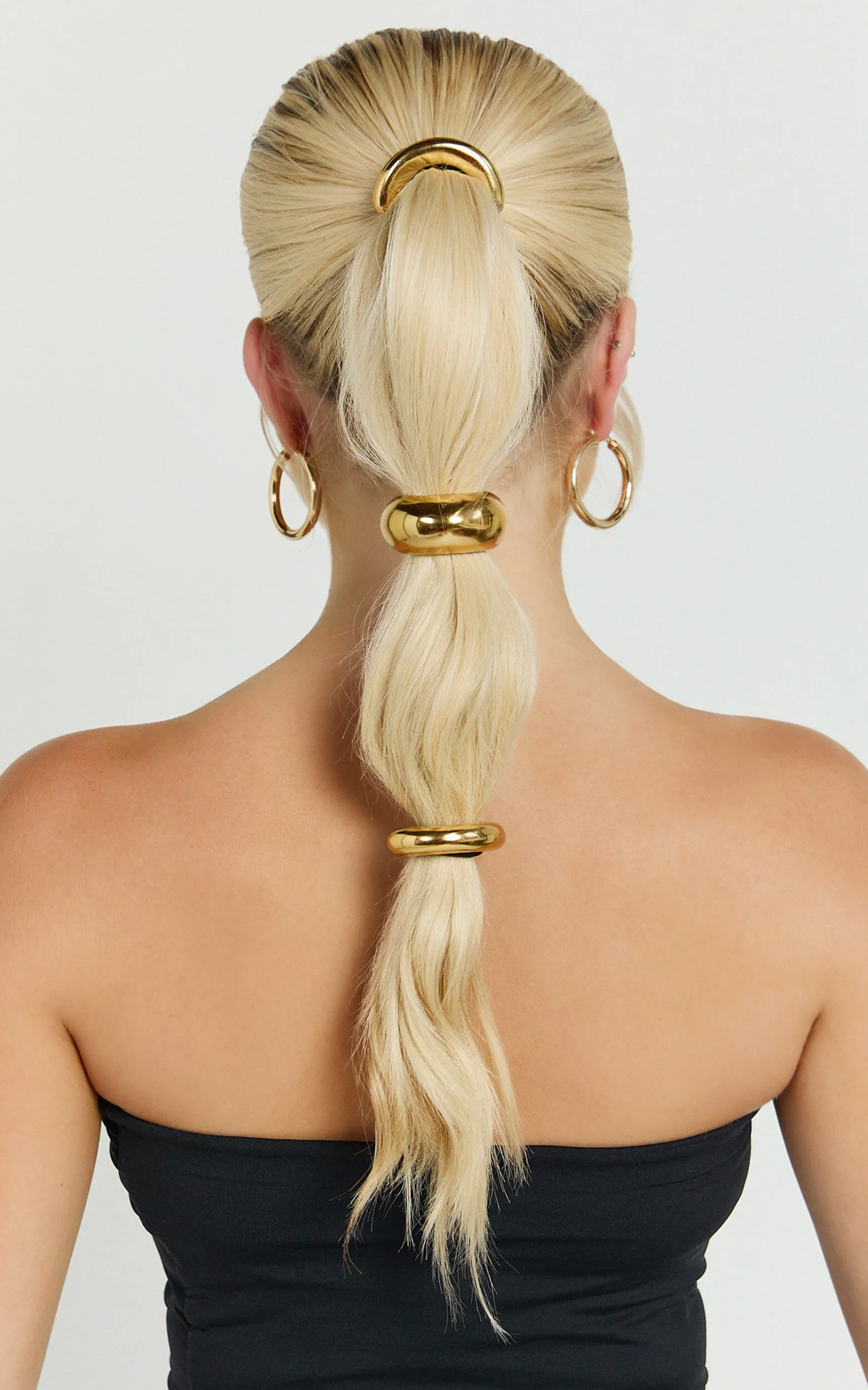 Simona Hair Tie - Chunky Metal Hair Tie Three Pack in Gold